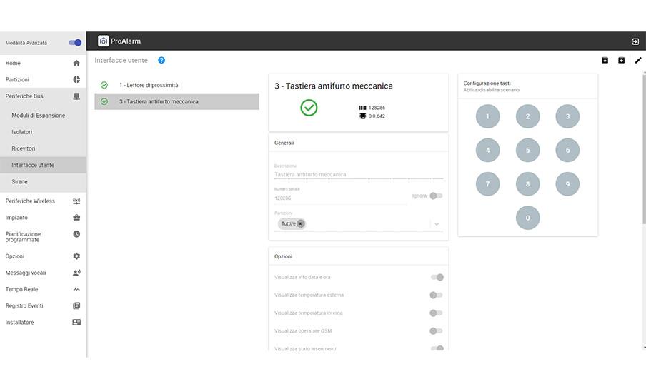 Proalarm - pagine web per la programmazione delle centrali